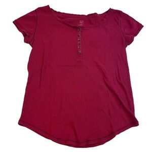 y2k gap red button up ribbed henley top vintage fall elena gilbert fall witchy
